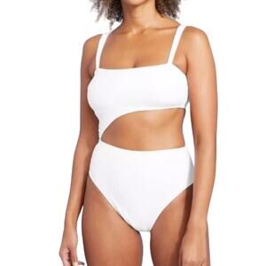 Shade & Shore Ribbed Cut-Out One Piece Swimsuit Medium